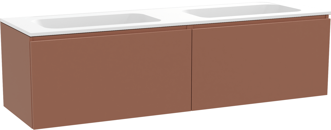 Balmani Sfera meuble salle de bains suspendu 180 x 55 cm cotto avec Tablo Strada double vasque en marbre composite blanc mat