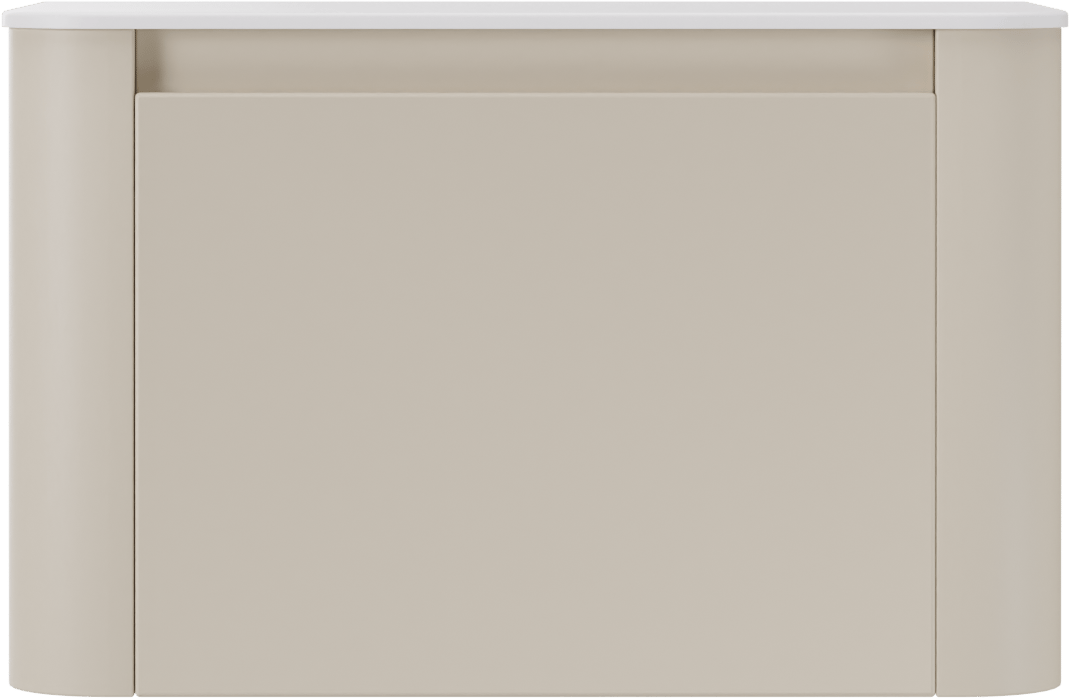 Storke Soft hängendes Möbelstück Set: 80 x 46 cm, Sand Matt, mit Tavola Soft Einzelwaschtischplatte Solid Surface Weiβ matt