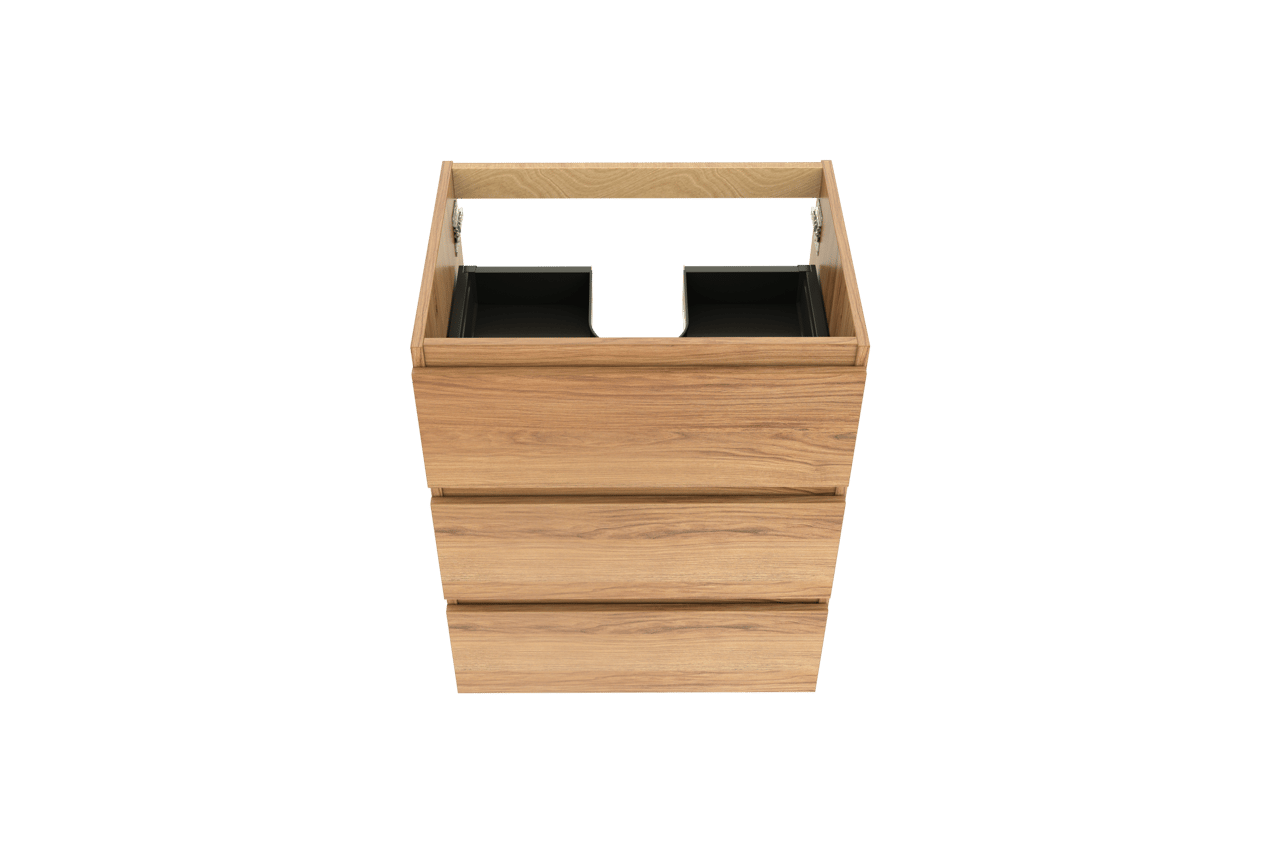 Balmani Lucida stehender Waschbeckenunterschrank: 67,5 x 55 cm, Teak, 3 Schubladen