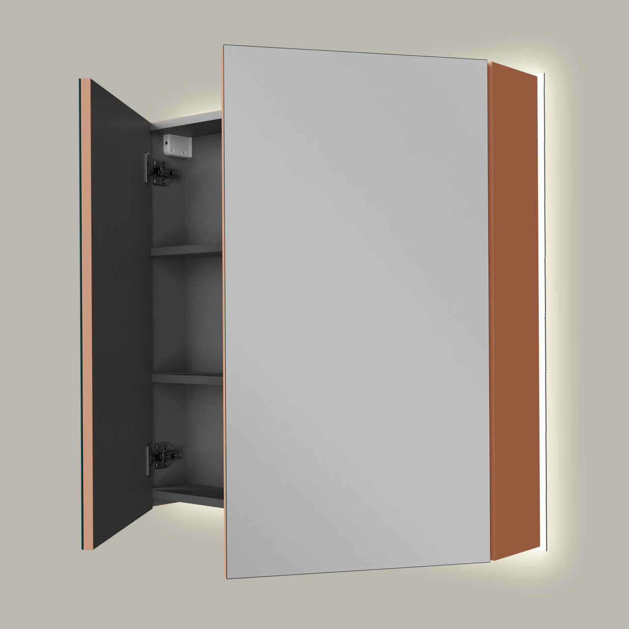 Linie Montro spiegelschrank 80 x 75 cm Cotto, mit Spiegelbeleuchtung