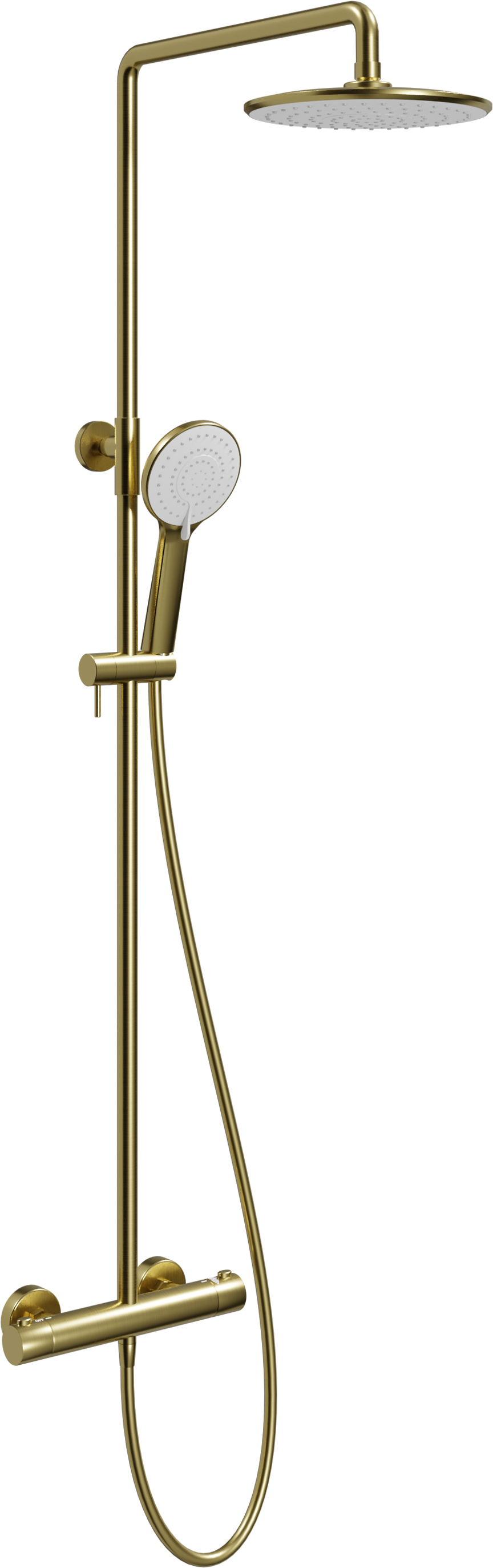 Linie Neptunus Regendusche Duschsystem mit Thermostatbatterie: Wandmontage, Brushed Gold