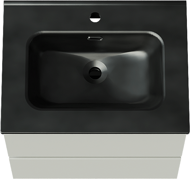Linie Lado zwevend badmeubel 60 x 46 cm greige met Baro enkele wastafel in porselein mat zwart