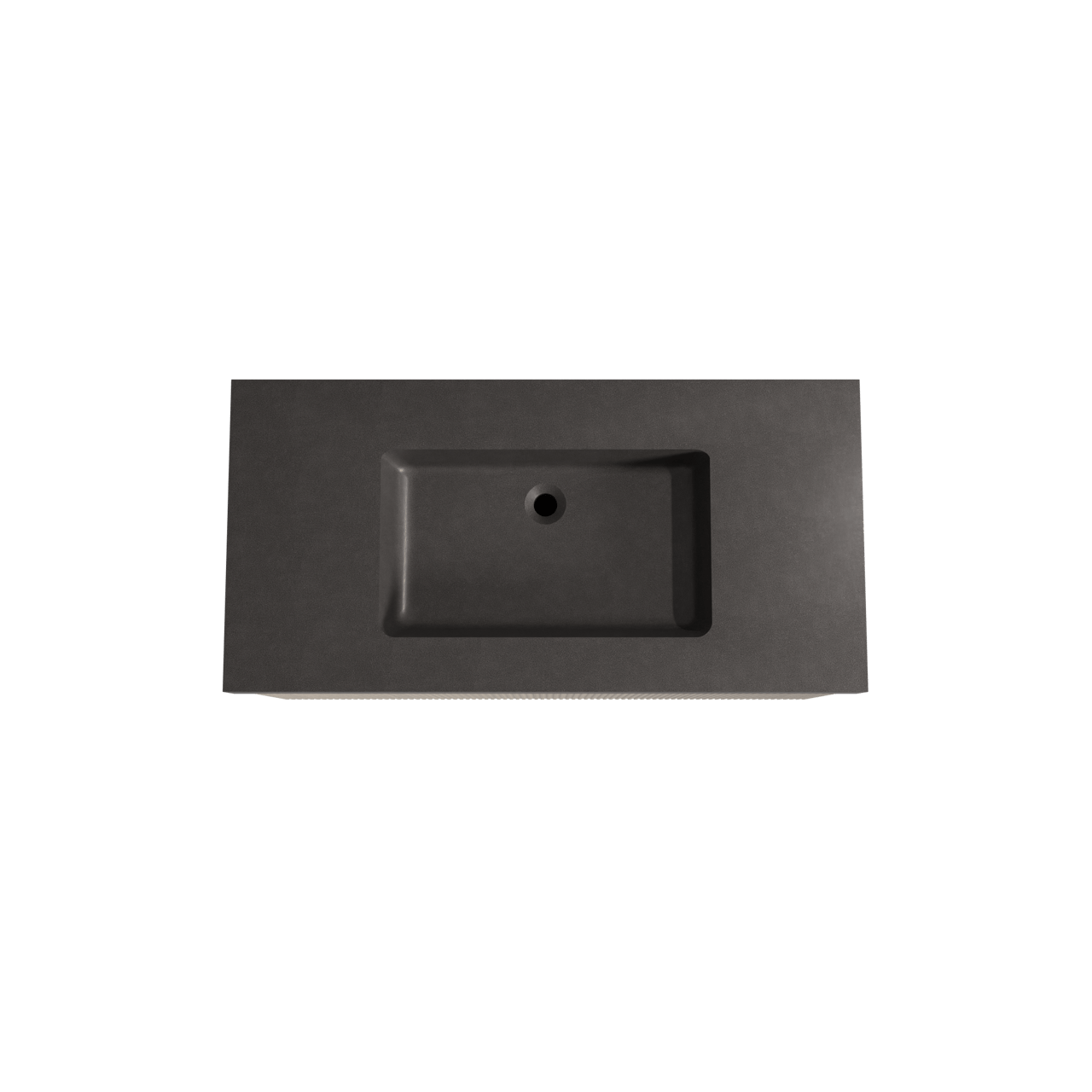 Storke Ribs meuble salle de bains suspendu 105 x 52 cm chêne brut avec Scuro High plan simple en quartz noir mat, Nervure droite symétrique verticale