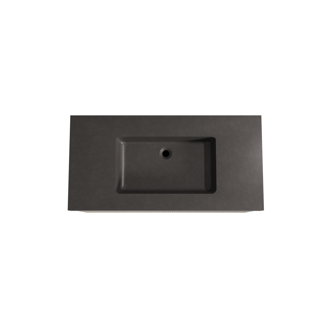 Storke Ribs meuble salle de bains suspendu 105 x 52 cm chêne brut avec Scuro High plan simple en quartz noir mat, Nervure droite symétrique verticale