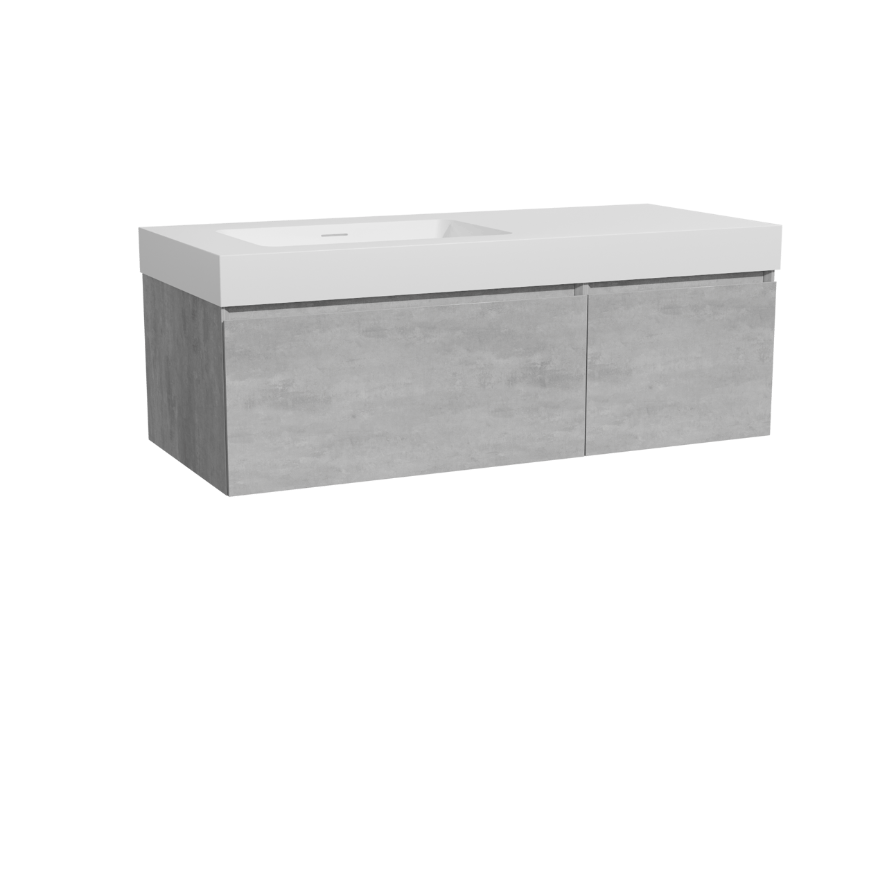 Storke Edge hängendes Möbelstück Set: 120 x 52 cm, Beton dunkelgrau, mit Mata High Waschtisch links, Solid Surface Weiß matt