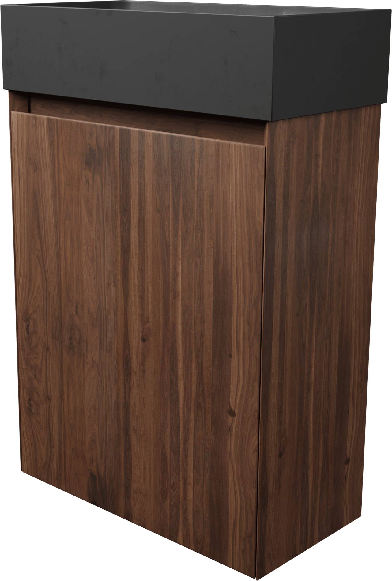 Balmani Mitra hängendes WC-Möbel-Set, 42 x 21 cm, amerikanischer Nussbaum, mit Dama Waschtisch in poliertem Granit