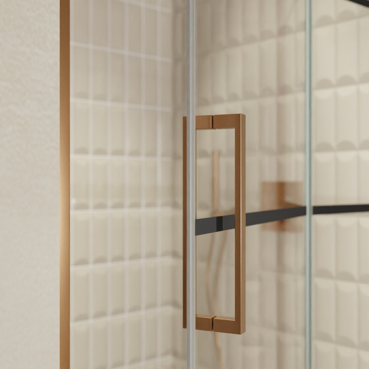 Balmani Senses Design Dusche Drehtür, Rechts, 120 cm x 210 cm, Lined, Profil Brushed Rosegold