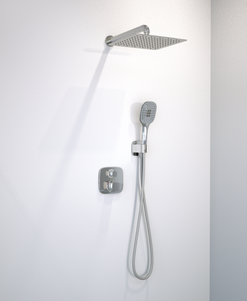 Hansgrohe Ecostat E thermostatische inbouw regendoucheset met vierkante regendouchekop 30 cm Glanzend Chroom