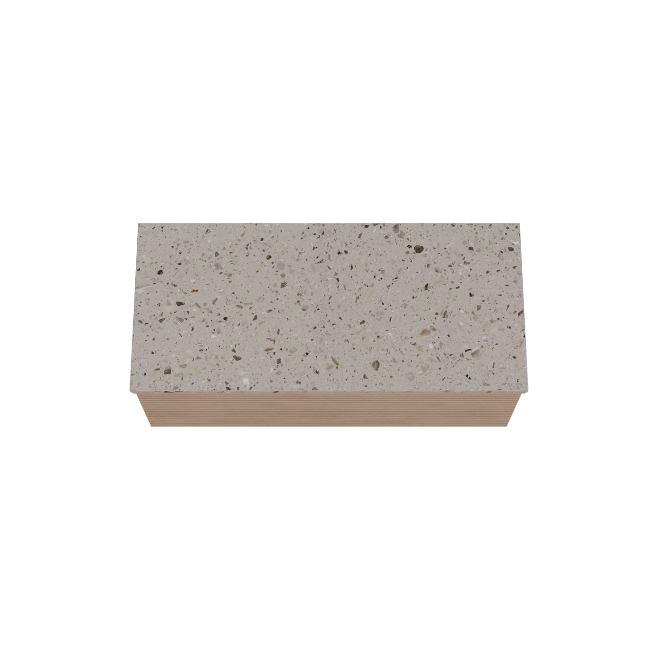 Balmani Forma zwevend badkamermeubel 120 x 55 cm natuur eik met Stretto enkel of dubbel tablet in terrazzo greige terrazzo, Horizontale symmetrische rechte ribbel