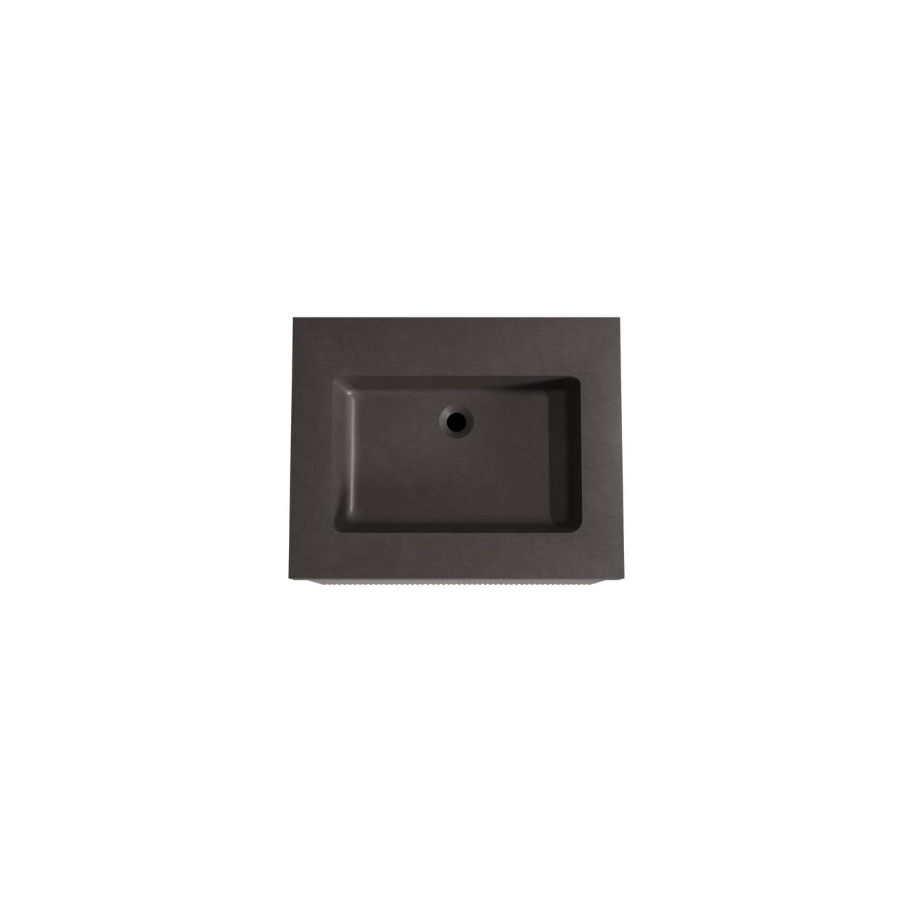 Storke Ribs zwevend badmeubel 65 x 52 cm notenhout met Scuro High enkele wastafel in kwarts mat zwart, Verticale symmetrische rechte ribbel