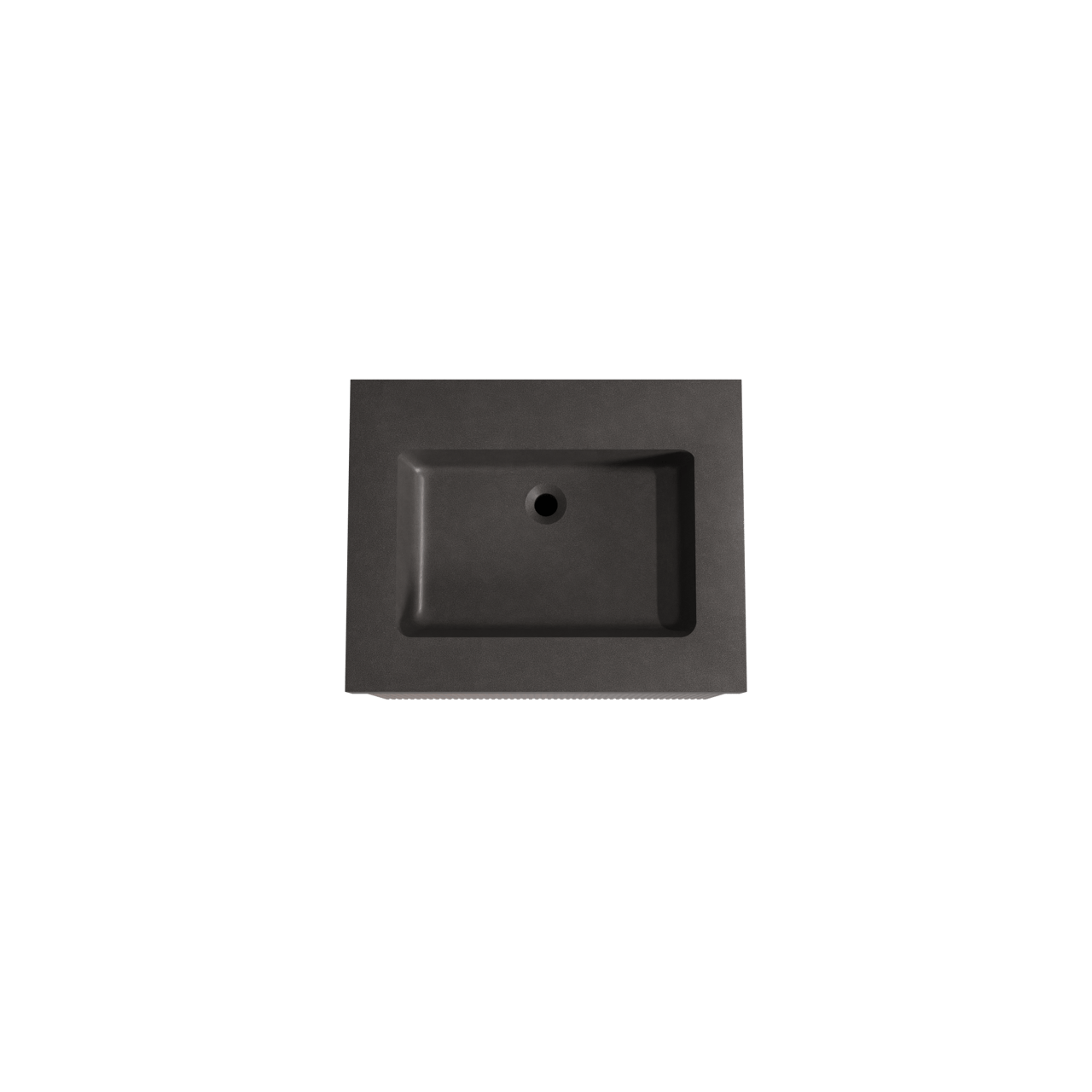 Storke Ribs hängendes Möbelstück Set: 65 x 52 cm, Nussbaum, mit Scuro High Einzelwaschtisch, Quarz, Schwarz matt, Vertikale symmetrische gerade Rippe