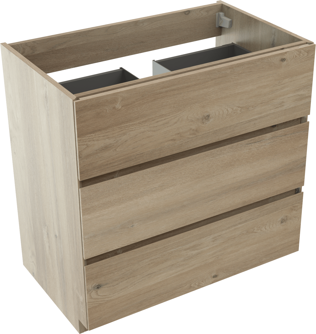 Storke Edge meuble sous-lavabo a poser 85 x 52 cm chêne brut 3 tiroirs