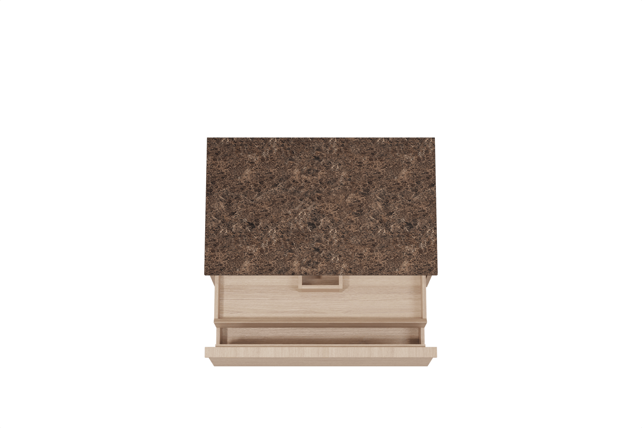 Balmani Forma hängendes Möbelstück Set: 90 x 55 cm, Naturbelassene Eiche, mit Stretto Einzel Waschtischplatte, Marmor, Dark Emperador, Horizontale symmetrische gerade Rippe