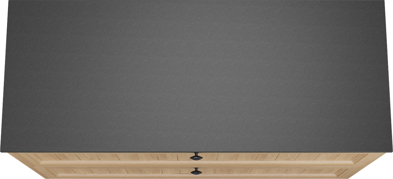 Balmani Lemon staand badkamermeubel 135 x 55 cm, fineer natuur eik met Stretto enkel of dubbel tablet in graniet zwart