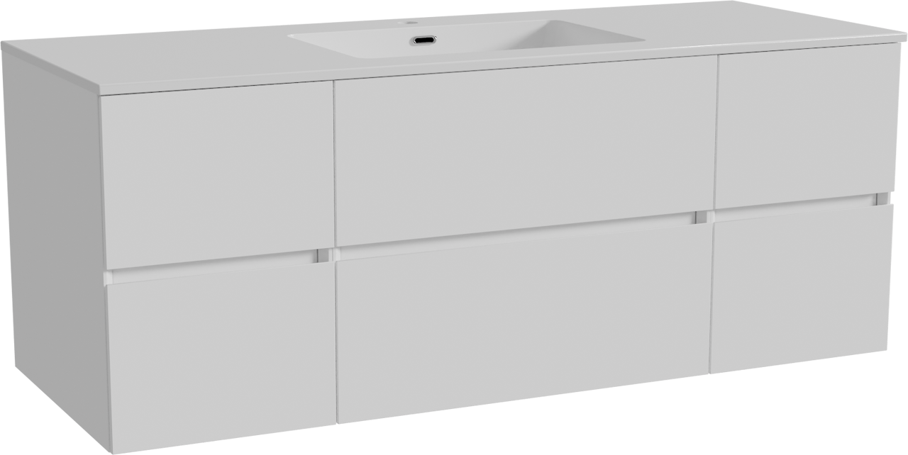 Storke Edge meuble salle de bains suspendu 135 x 52 cm blanc brillant avec Diva plan simple en marbre composite blanc brillant