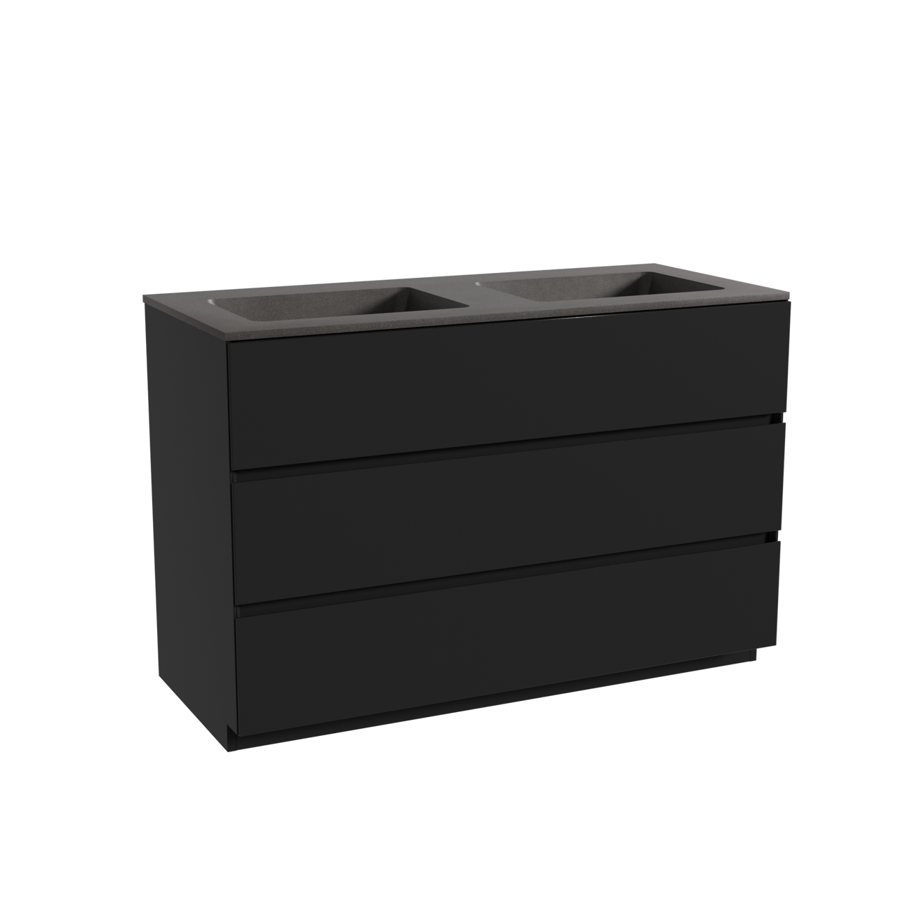 Storke Edge meuble salle de bains à poser 120 x 52 cm noir mat avec Scuro double vasque en quartz noir mat