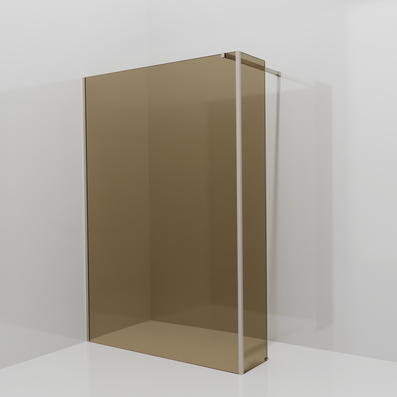 Balmani Modular inloopdouche met vaste zijwand: 140 x 200 cm, Brons glas, Brushed CoolMetal profielen
