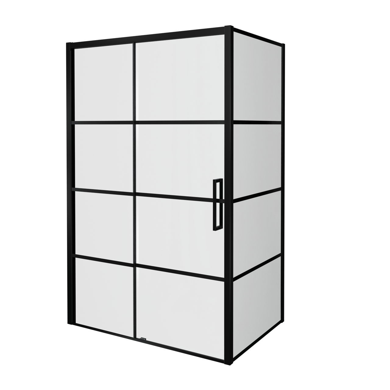 Balmani Senses Design Eckdusche: Schiebetür (Links) mit fixierte Seitenwand, 160 x 80 cm, Lined, Profil Schwarz matt, inklusive Coating