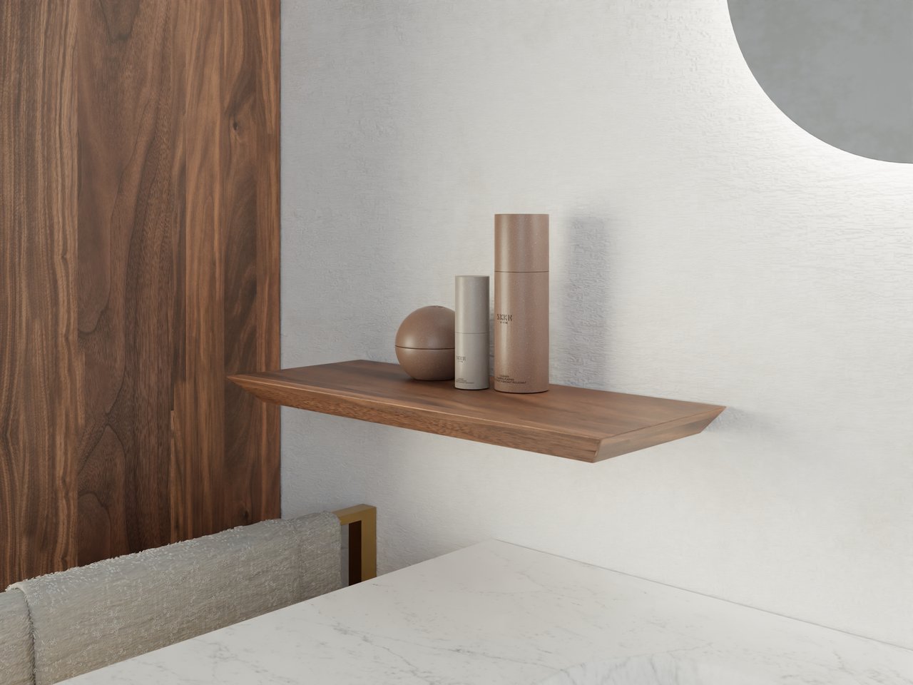 Balmani Mitra étagère murale placage noyer 40 x 16 cm