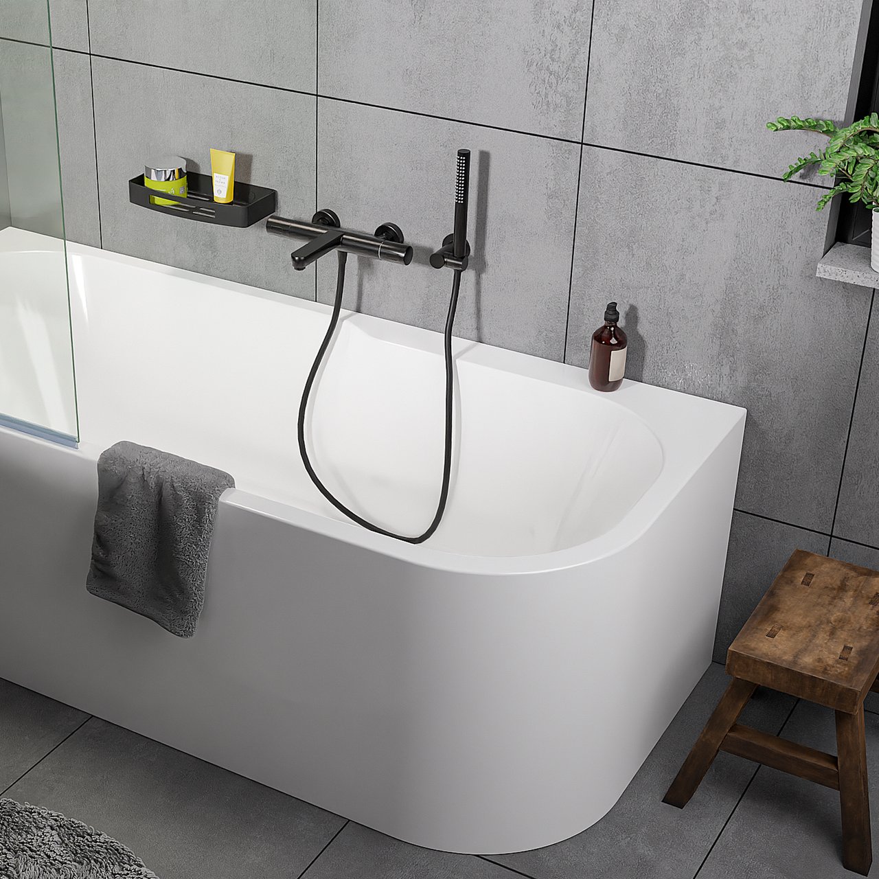 Blaufoss Round handdoucheset 1 functie Mat Zwart