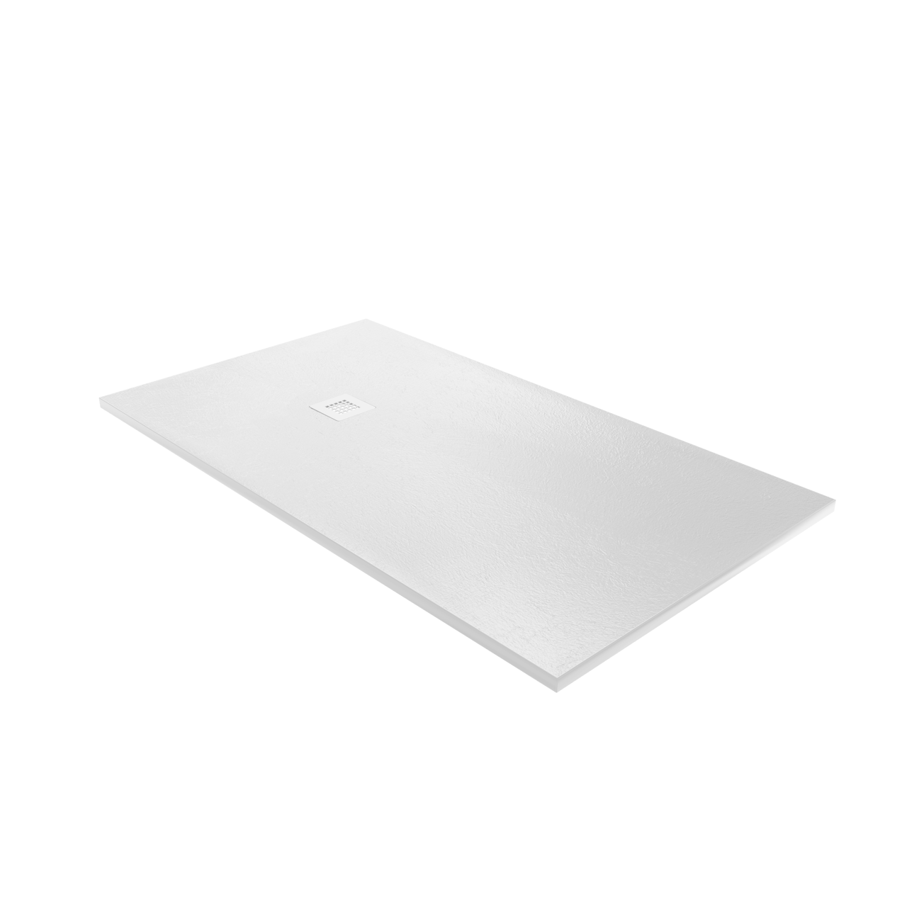 Balmani Vega Duschwanne: 160 x 90 cm, Marmorkomposit, Weiße Schieferstruktur, matt