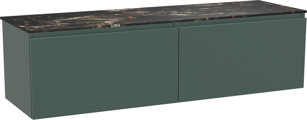 Balmani Sfera zwevend badmeubel 180 x 55 cm forest met Stretto enkel of dubbel wastafelblad in marmer portoro gold