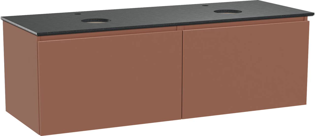 Balmani Sfera zwevend badmeubel 150 x 55 cm cotto met Facetta dubbel wastafelblad in zwart graniet