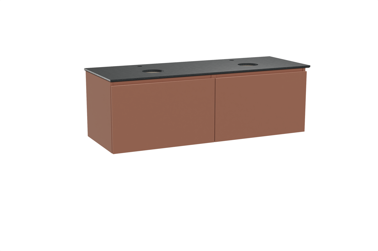 Balmani Sfera meuble salle de bains suspendu 150 x 55 cm cotto avec Facetta tablette double en granit noir