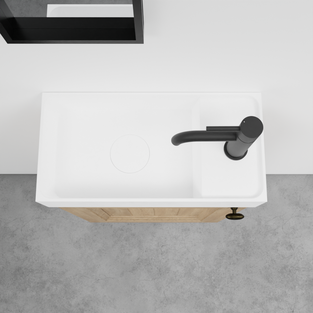 Balmani Lemon zwevend toiletmeubel 42 x 21 cm verweerde eik met Dama wastafel in matte Solid Surface