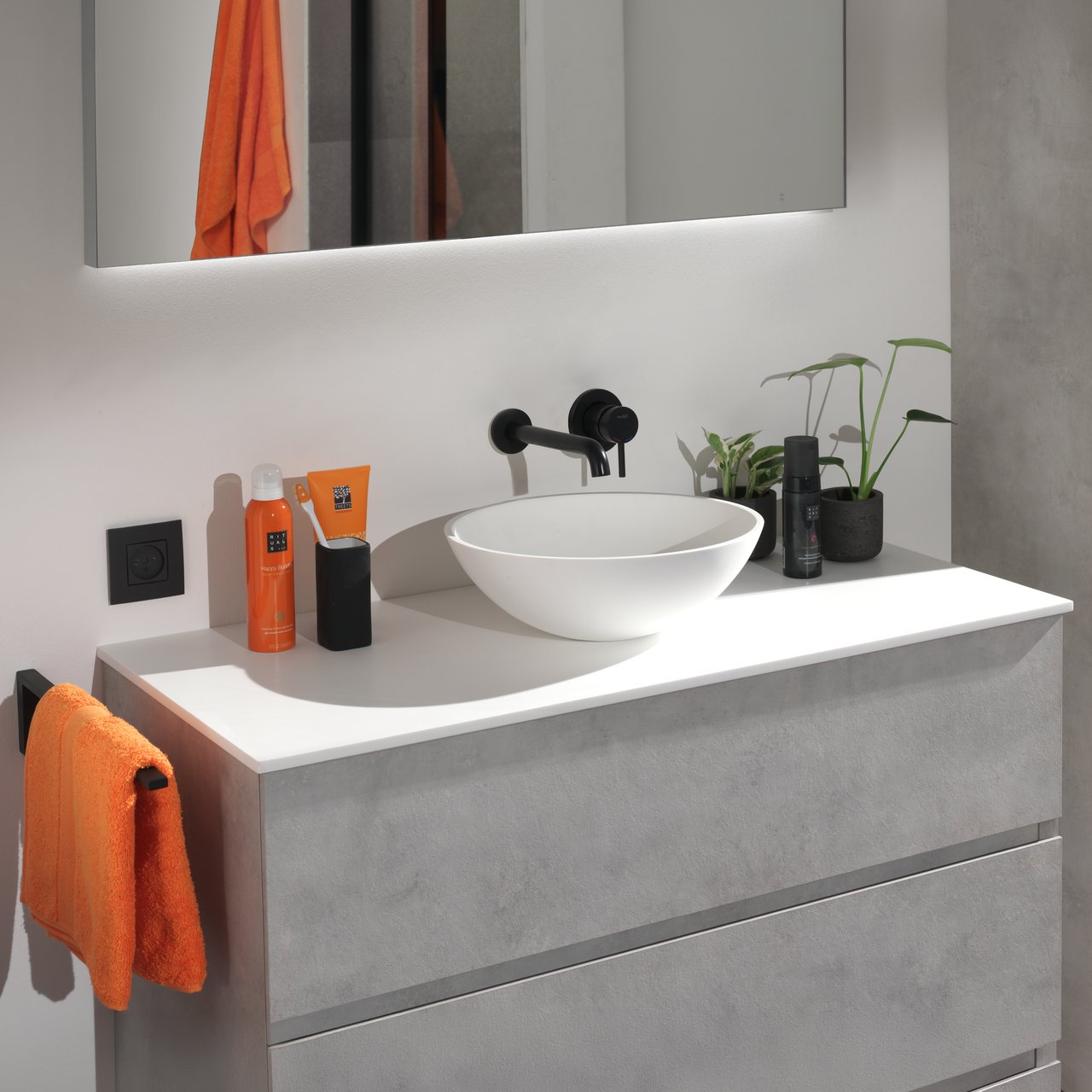 Storke Tavola enkel wastafelblad matte Solid Surface 100 x 46 cm