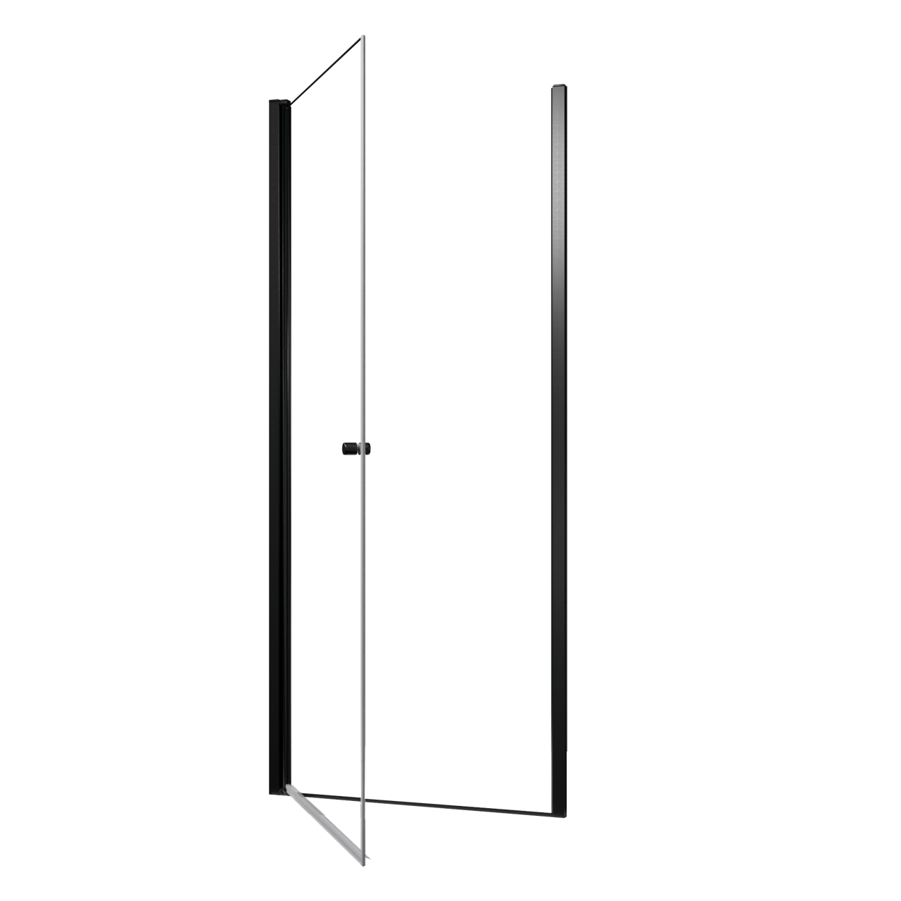 Luca Varess Kuresa Duschtür: Drehtür, 90 x 200 cm, Klarglas, Schwarzes Profil, matt