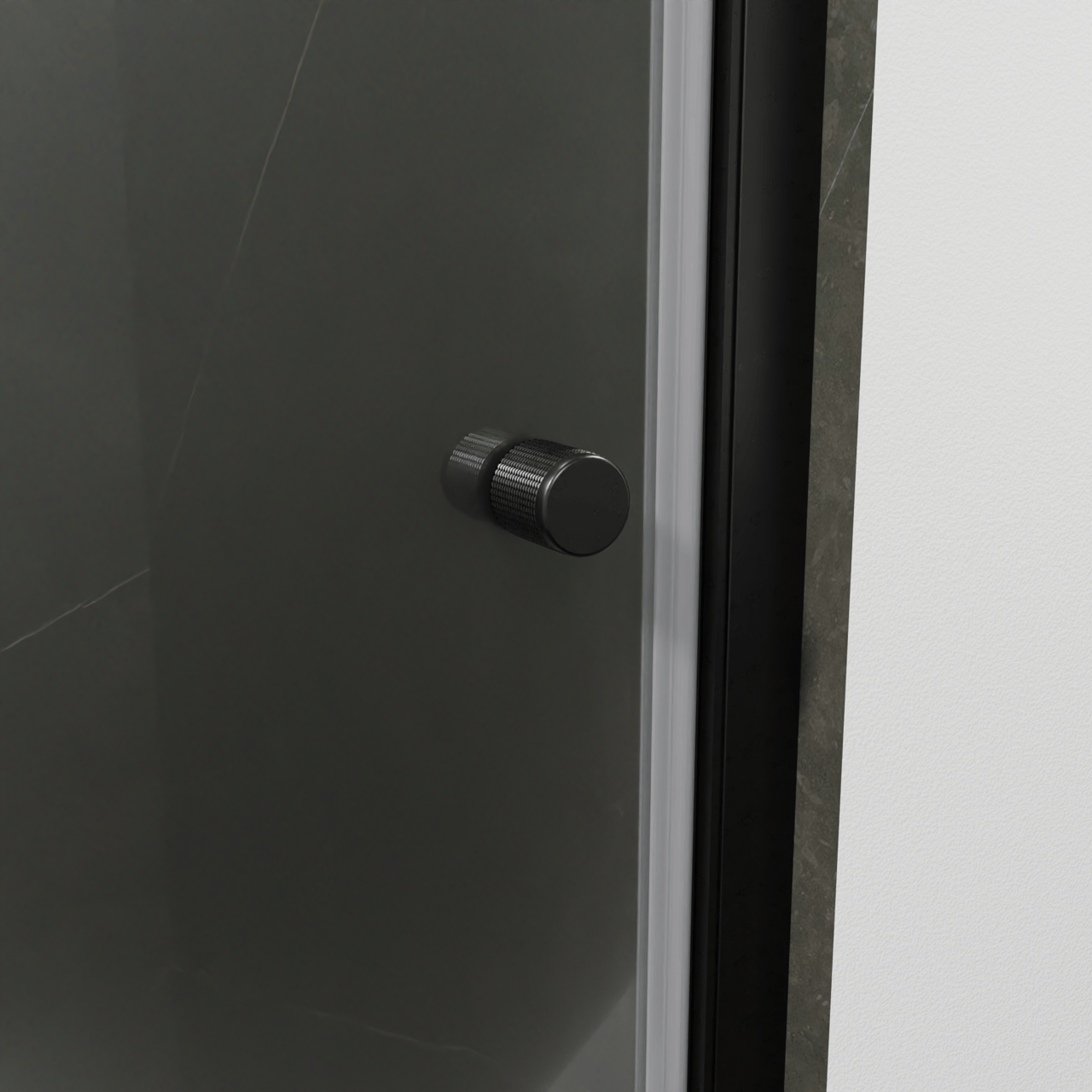 Luca Varess Kuresa porte pivotante 80 x 200 cm verre transparent profil noir mat