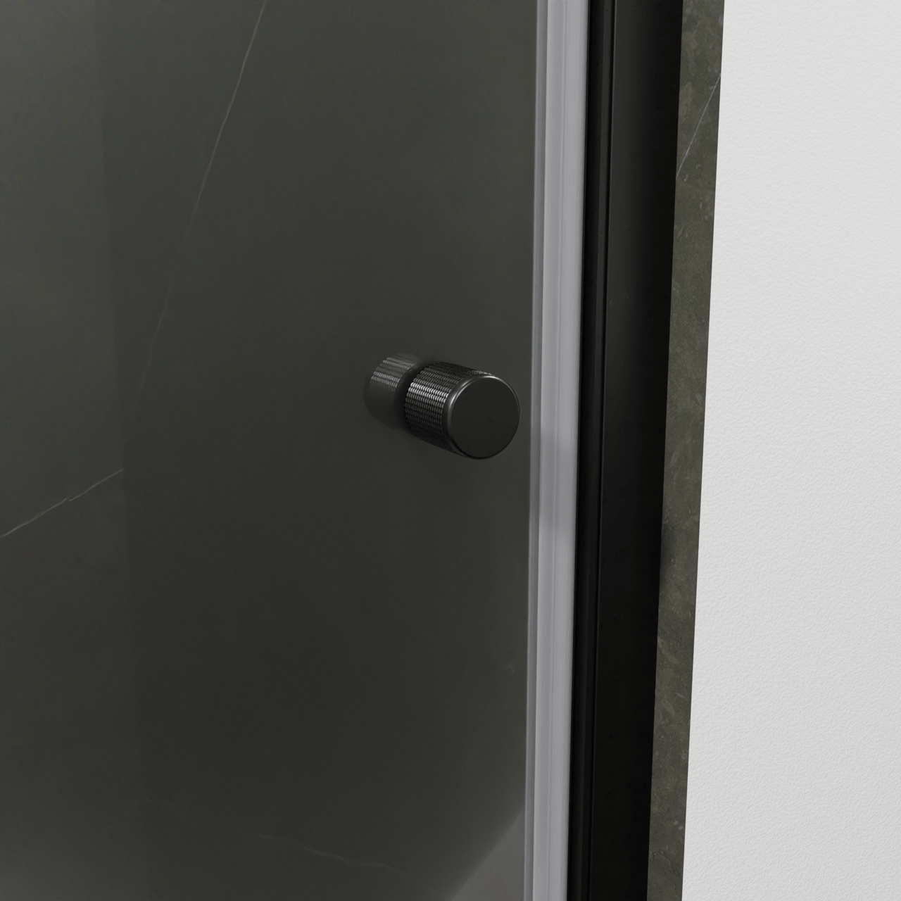 Luca Varess Kuresa Duschtür: Drehtür, 80 x 200 cm, Klarglas, Schwarzes Profil, matt