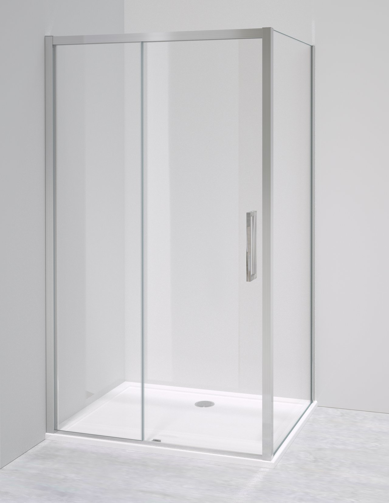 Luca Varess Senses douchehoek met schuifdeur en vaste zijwand 90 x 120 cm helder glas glanzend chroom profiel