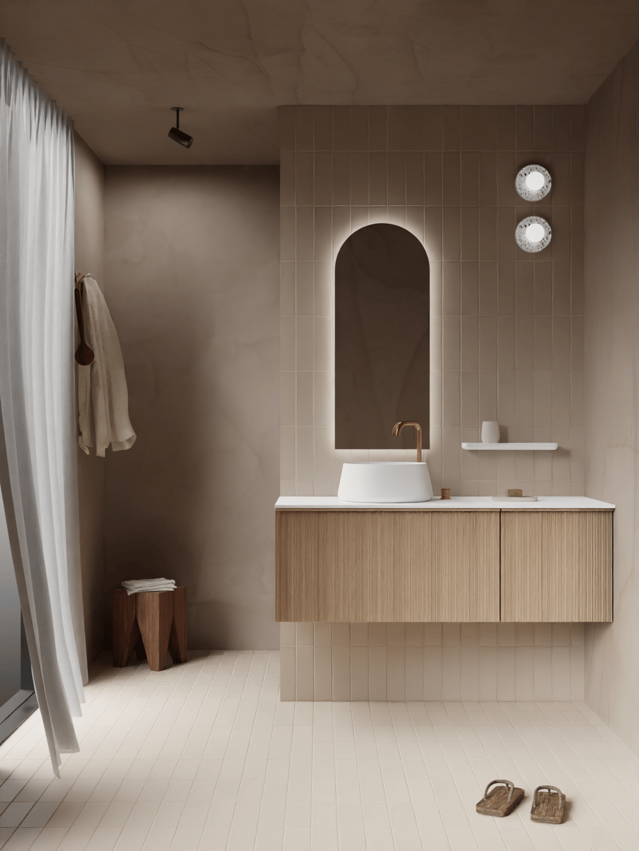 Balmani Forma zwevende wastafelonderkast 75 x 55 cm natuur eik 2 lades vert. asym. groef