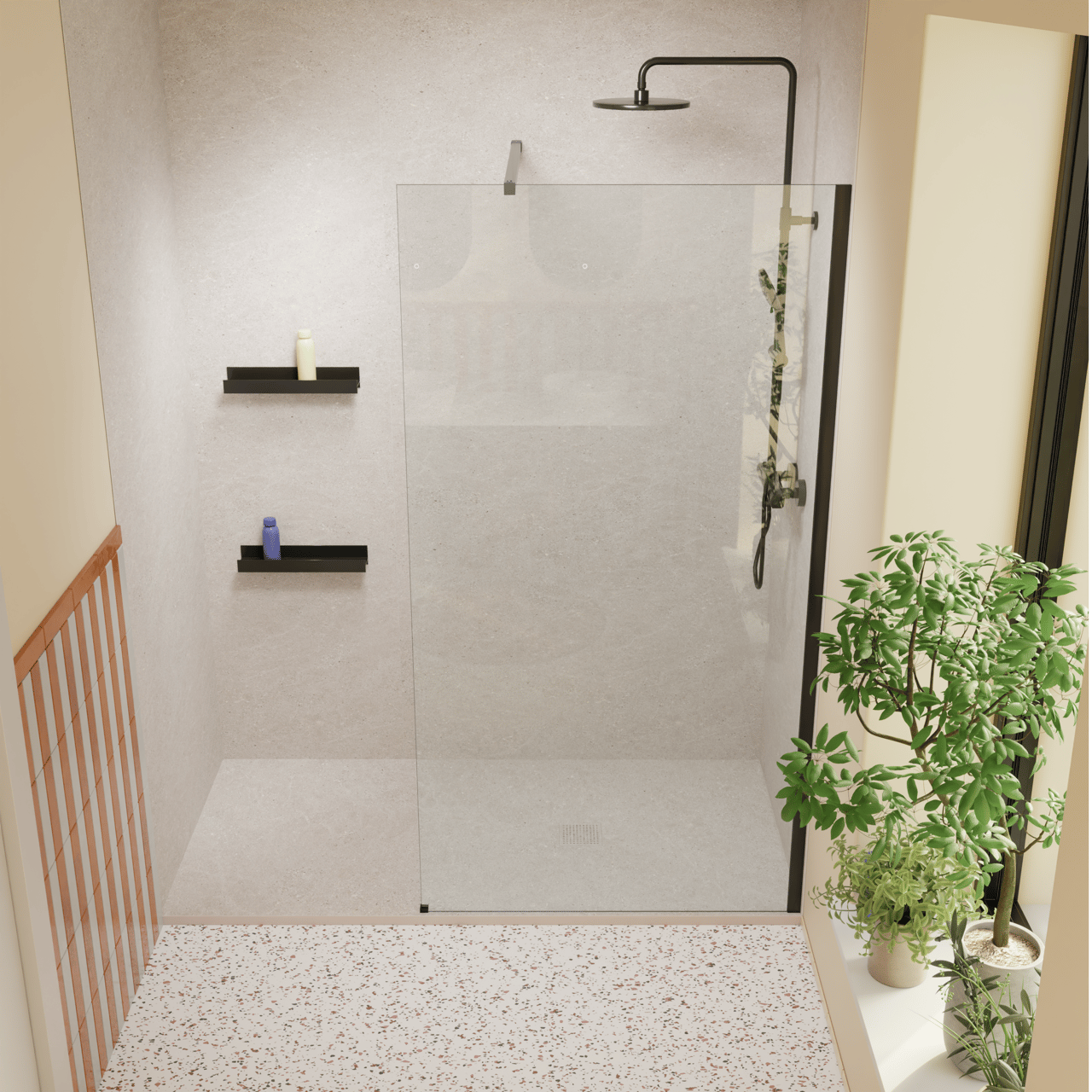 Luca Varess Suite receveur de douche 180 x 90 cm marbre composite Dizzy Pearl 