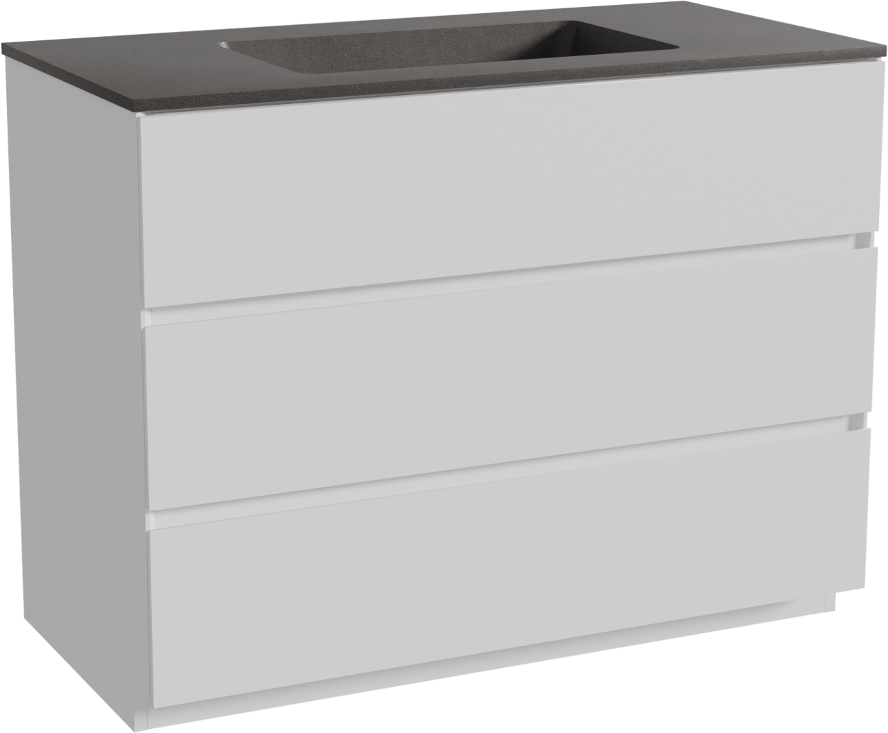 Storke Edge meuble salle de bains à poser 105 x 52 cm blanc mat avec Scuro plan simple en quartz noir mat
