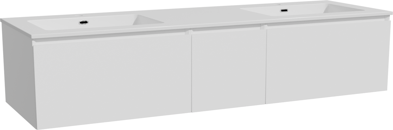 Storke Edge zwevend badmeubel 165 x 52 cm mat wit met Diva dubbele wastafel in composietmarmer hoogglans wit