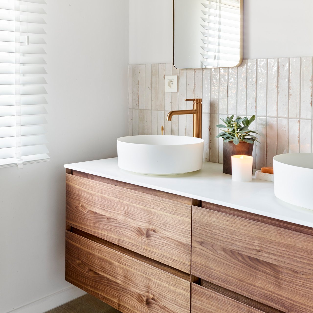 Blaufoss Round verhoogde wastafelkraan Brushed Rosegold