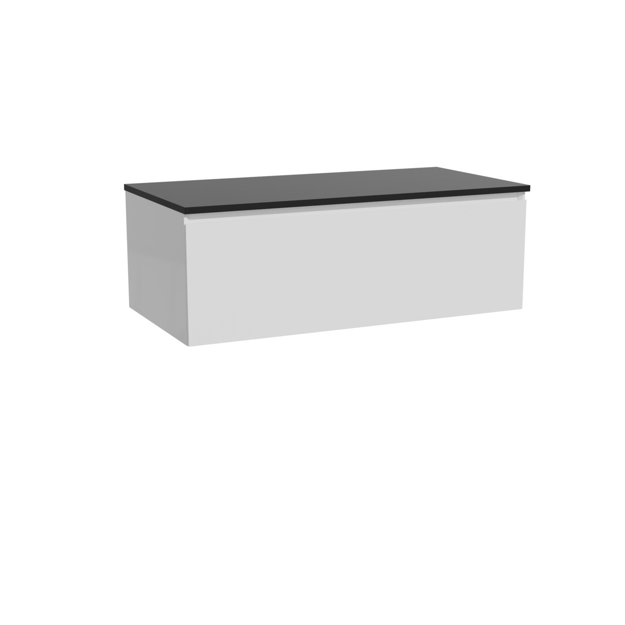 Storke Edge hängendes Möbelstück Set: 105 x 52 cm, Weiß glänzend, mit Panton Einzel Waschtischplatte, Pulverbeschichtetes MDF Schwarz matt