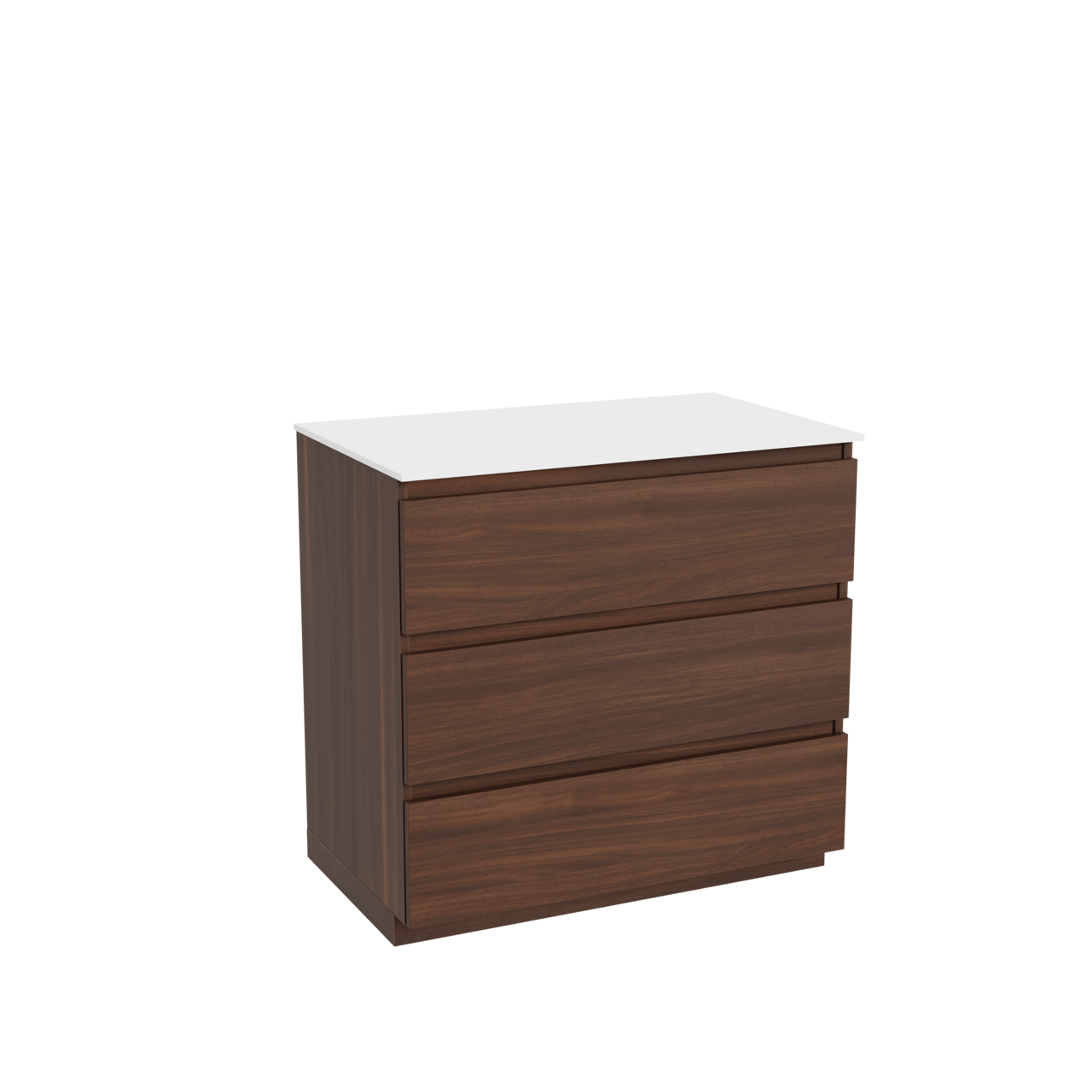 Balmani Lucida meuble salle de bains à poser 90 x 55 cm noyer américain avec Stretto tablette simple en solid surface blanc mat