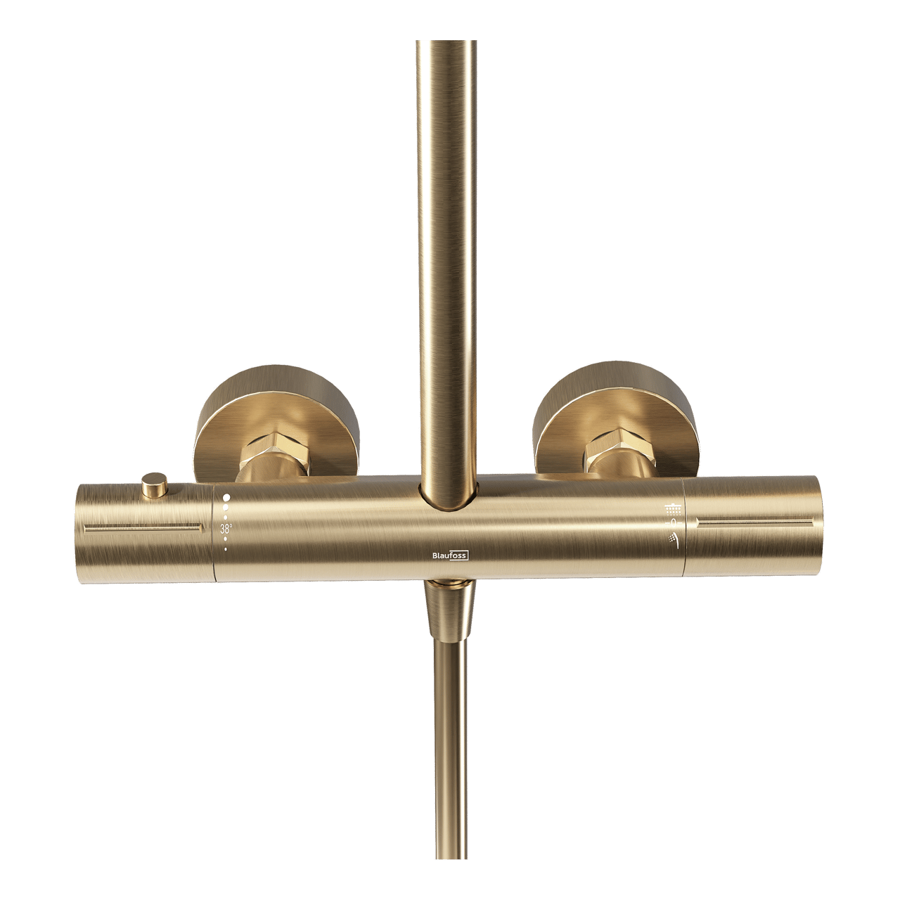 Blaufoss Round 300 colonne de douche de pluie robinet thermostatique Brushed Champagne Gold