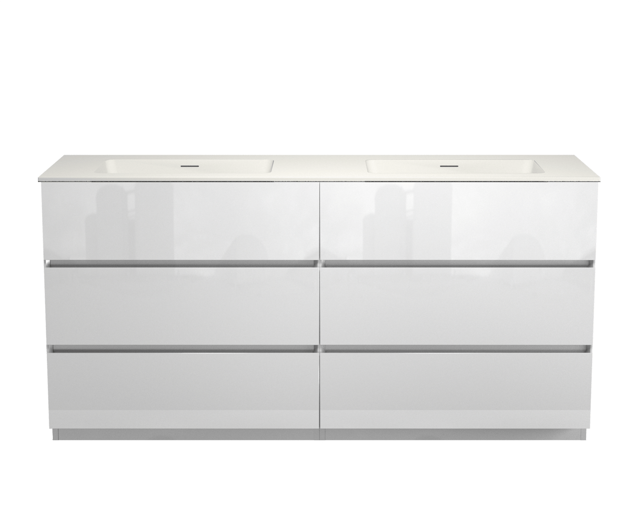 Storke Edge freistehendes Möbelstück Set: 170 x 52 cm, Weiß glänzend, mit Mata Doppelwaschtisch, Solid Surface Weiß matt