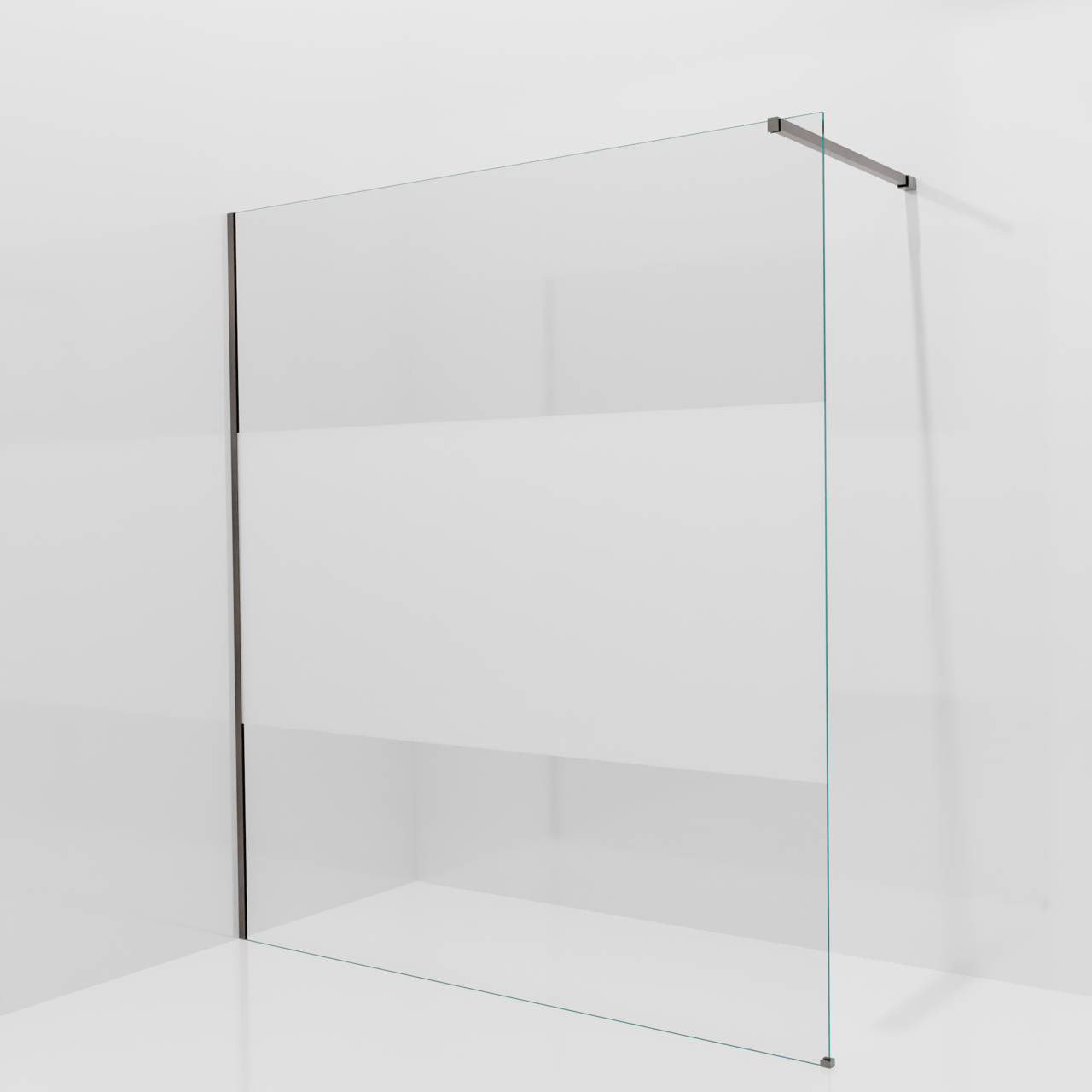 Balmani Modular inloopdouche: 180 x 200 cm, Helder glas met matte strook, Brushed GunMetal profielen
