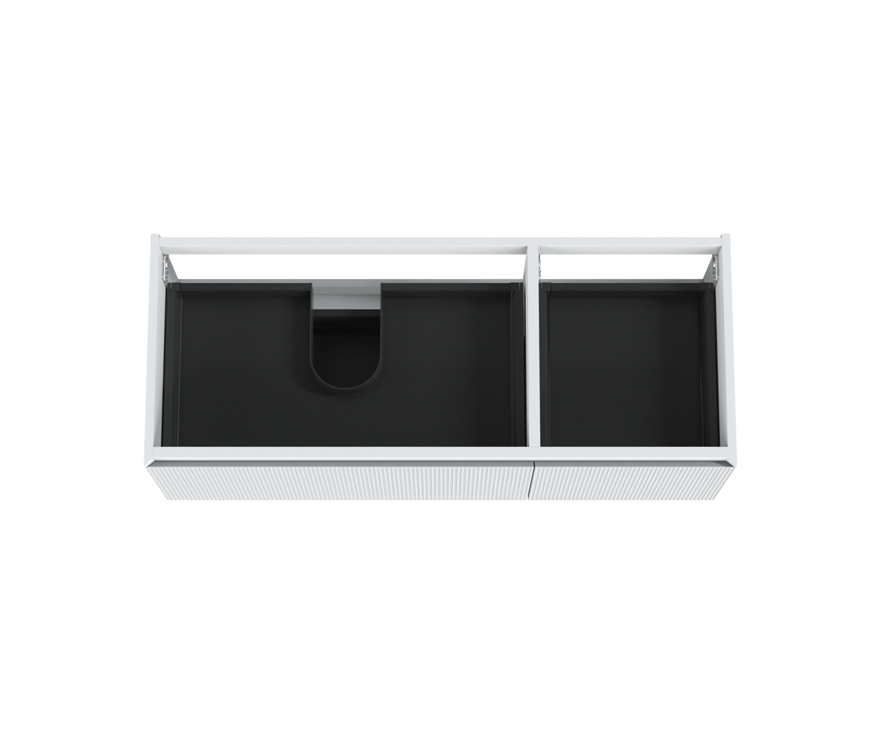 Balmani Fila hängender Waschbeckenunterschrank: 135 x 55 cm, asymmetrisch links, Weiß Matt, 4 Schubladen