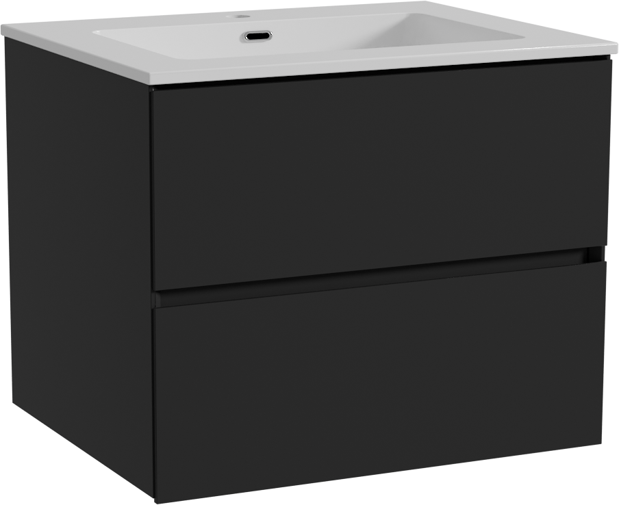 Storke Edge meuble salle de bains suspendu 65 x 52 cm noir mat avec Diva plan simple en marbre composite blanc brillant