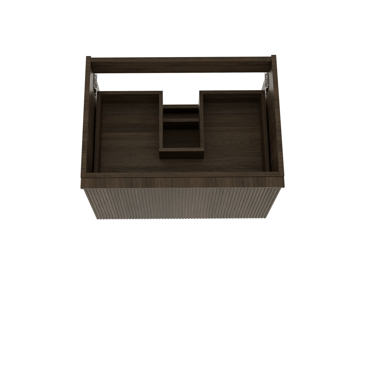 Balmani Forma hängender Waschbeckenunterschrank: 75 x 55 cm, Eiche geräuchert, 2 Schubladen