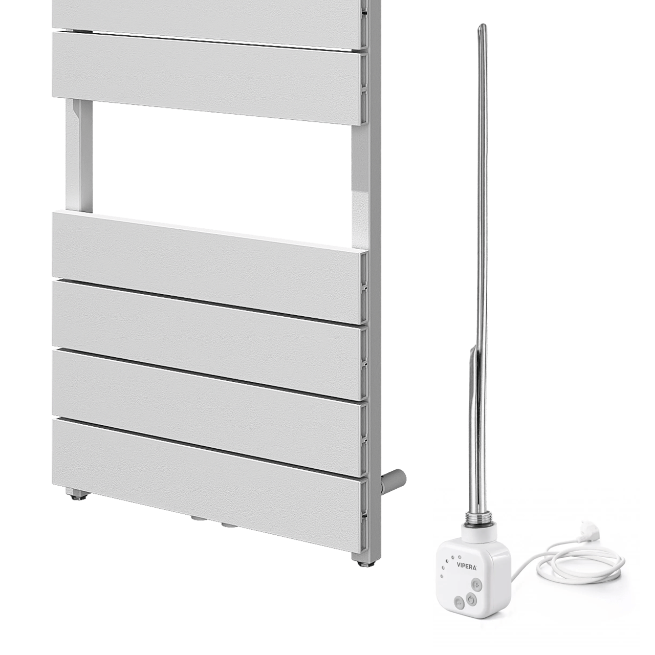 Vipera Teide sèche-serviettes Simple 50 x 180 cm chauffage électrique blanc mat raccordement latéral et central possible 800W, résistance incluse