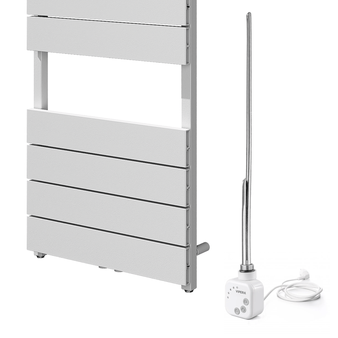 Vipera Teide sèche-serviettes Simple 50 x 180 cm chauffage électrique blanc mat raccordement latéral et central possible 800W, résistance incluse