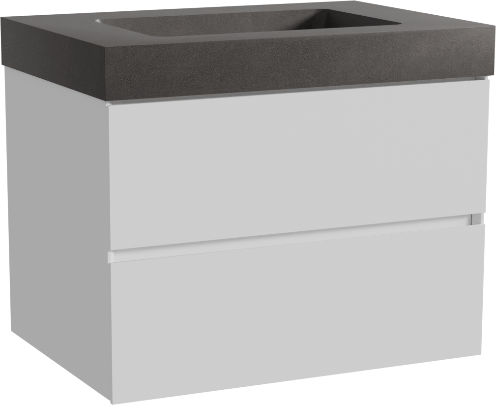 Storke Edge meuble salle de bains suspendu 75 x 52 cm blanc mat avec Scuro High plan simple en quartz noir mat